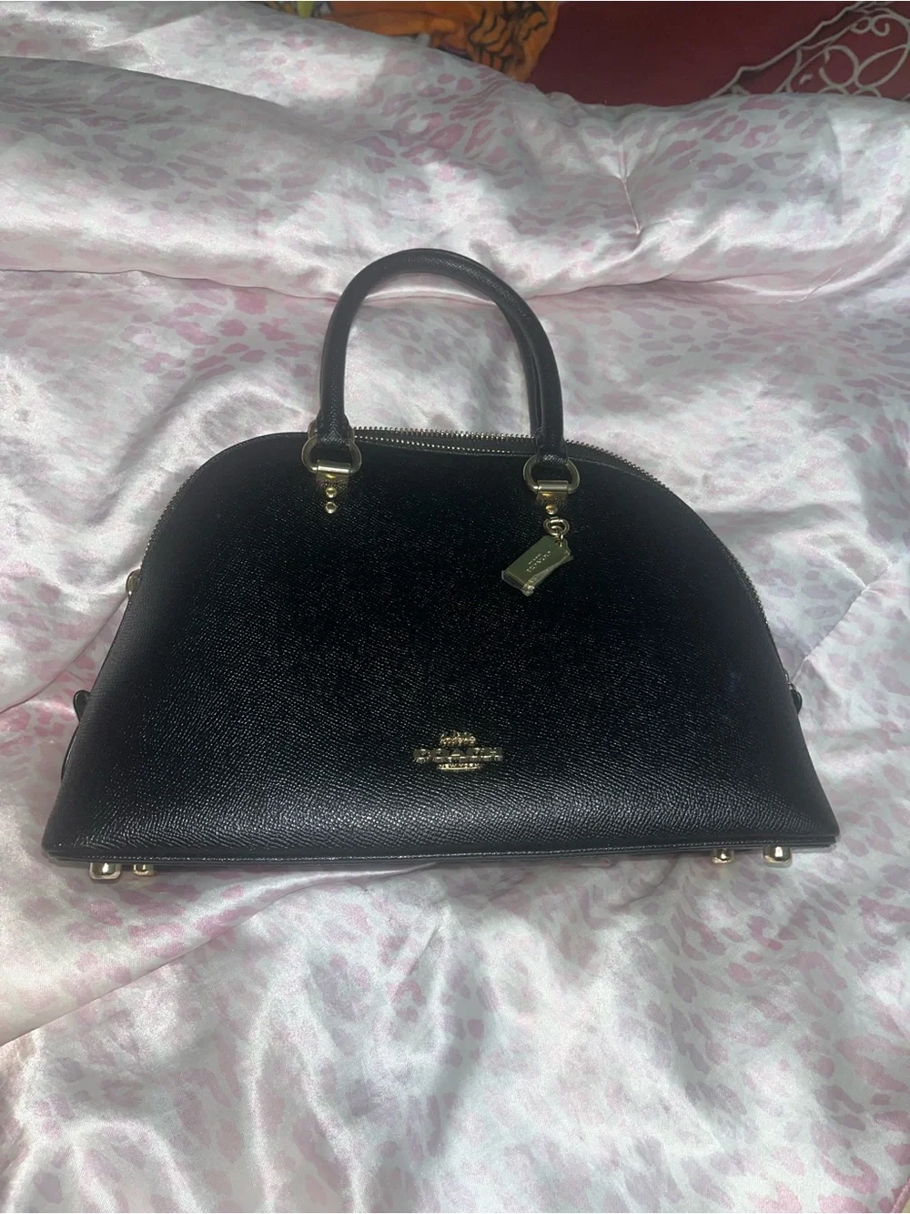 Coach Black Dome Satchel with Gold Hardware